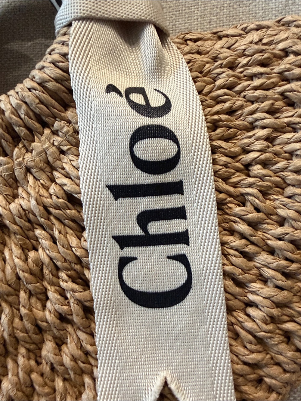 Chloé Braided Straw Tote with Classic Logo Ribbon DOOP - Picture 5 of 6